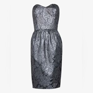 French Connection Little Shilling Jacquard Boobtube 0 NWT New Black Silver dress